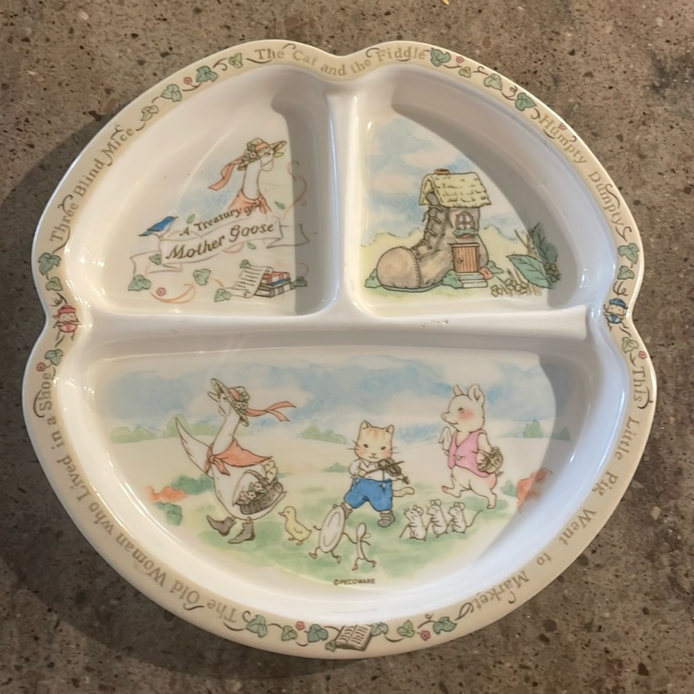 Mother Goose Vintage Child’s Divided Plate